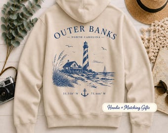 Outer Banks Travel Gifts, Hoodies Sweatshirt, OBX Beach Gift, North Carolina Vacation Keepsake