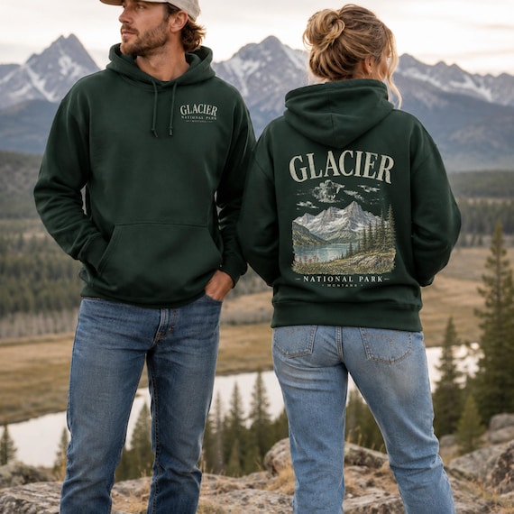 Glacier Hoodie, Vintage Montana Mountain Sweatshirt, Plus Size National Park Gift