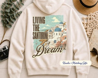 Santorini Greece Travel Gifts, Hoodies Sweatshirt, Greek Island Gift, Aegean Sea Vacation Keepsake