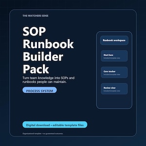 SOP Template, Runbook Builder, Operations Manual System, Notion Process Documentation Kit