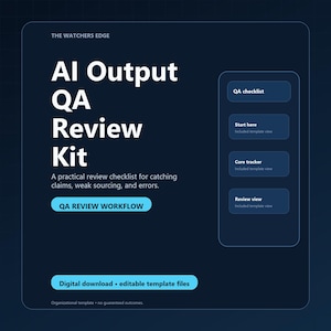 AI Content QA Template, Review Checklist, Fact Check Tracker, Notion Quality Control Kit