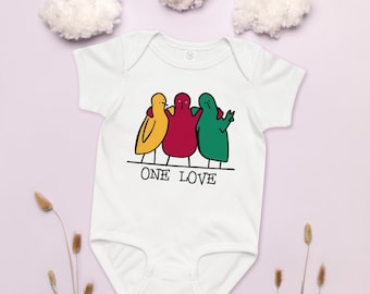 "WerdBerds ""ONE LOVE"" Baby Jersey Strampler | Siebdruck-Baby Outfit | Weicher Säugling Bodysuit