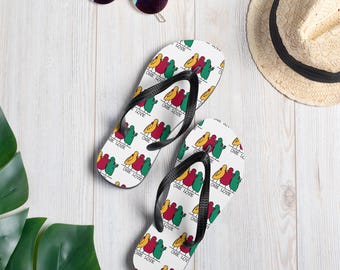 WerdBerds "One Love" Flip Flops | Bunte Sommer Sandalen Strand & Pool Rutscher | Bequeme Urlaubsschuhe