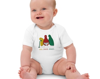 WerdBerds „Eat. Schlaf. Poop.“ Bestickter Bodysuit aus Bio-Baumwolle für Babys | Lustiges Baby Outfit | Bio Baby Geschenk