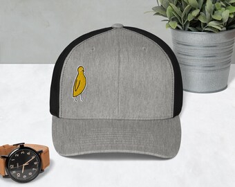 WerdBerds Mellow Yellow Berd Retro Trucker Hut | Bestickte Mesh Back Cap | Klassische Trucker Cap | Outdoor Lifestyle Kopfbedeckung