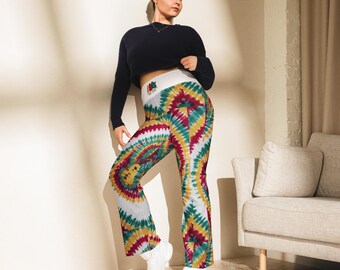 Batik-Schlag-Leggings | Hoch taillierte Yoga-Hose | Festival Athleisure Wear (UPF 50+)