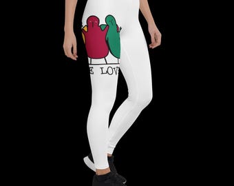 Werdberds One Love Grafische Leggings | Bunte Kunst Yoga Hose, Festival Athleisure