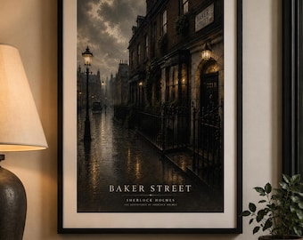 Baker Street Vintage Sherlock Holmes Matte Poster — Victorian London Street Art Print