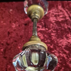 Antique Fluted Glass Door Knobs with Brass Ferrules – Octagonal Crystal Architectural Hardware