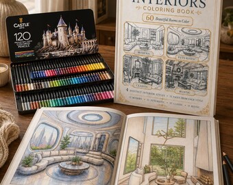 Cozy Interiors Coloring Book PDF | 60 Printable Coloring Pages for Adults | Instant Download
