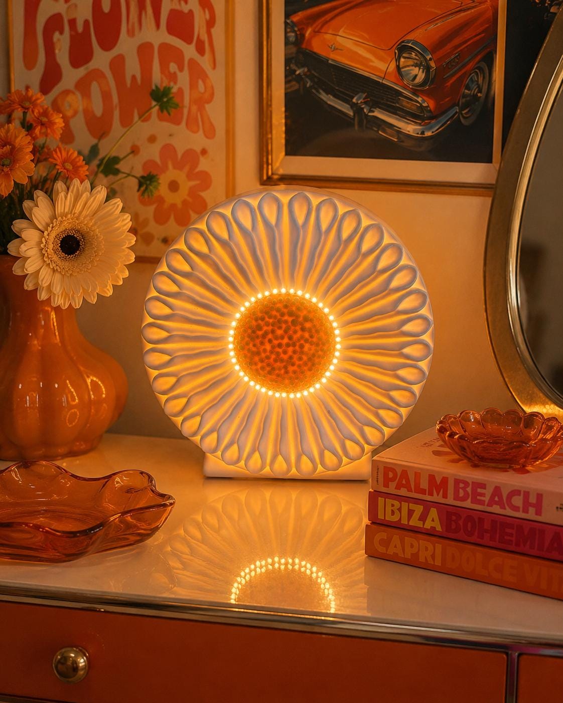 70s Flower Lamp - Etsy