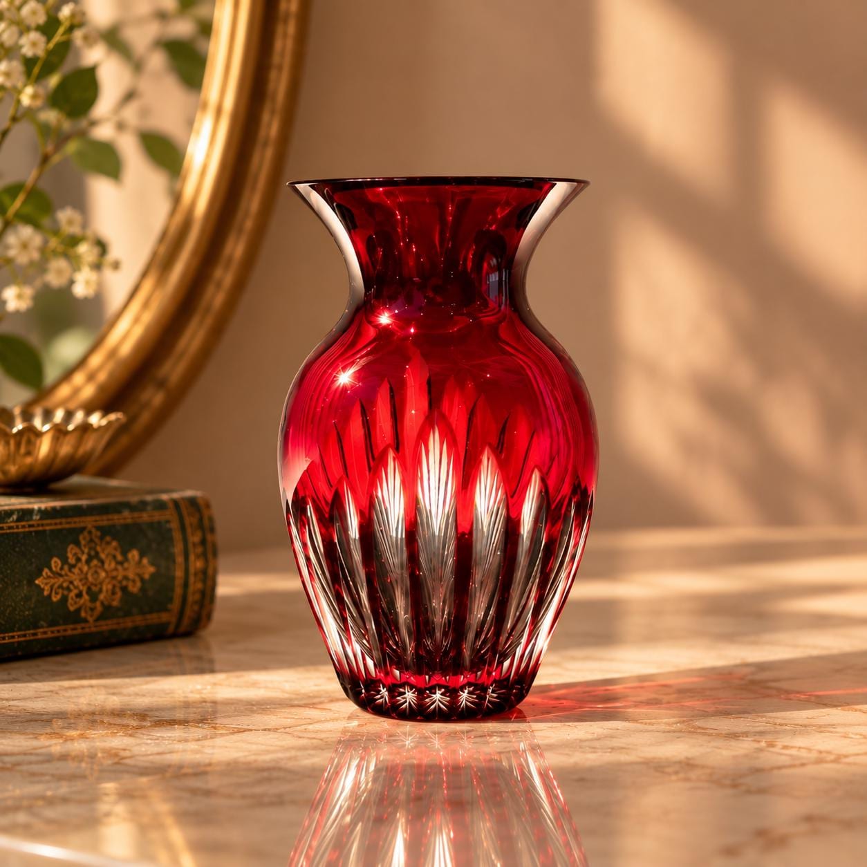 Red Crystal Vase - Etsy