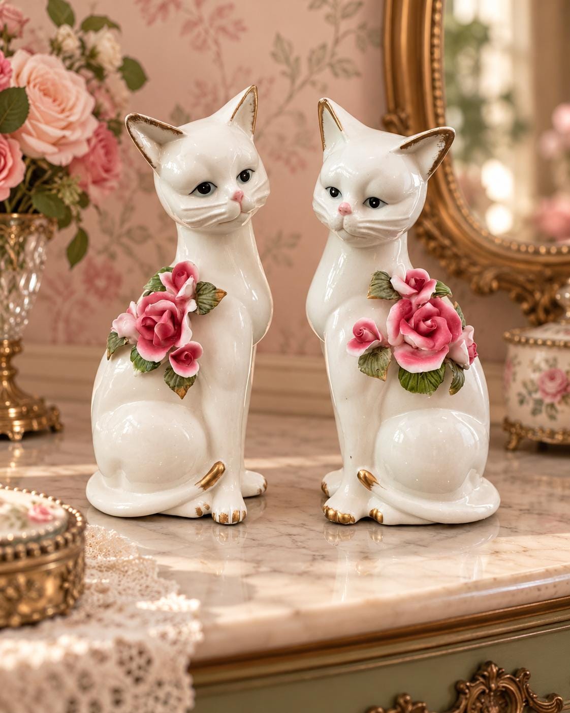 Pink Ceramic Cat Vintage - Etsy