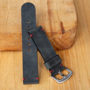 Handmade Dark Grey Italian Leather Watch Strap – Classic Minimalist Band, 14-27mm