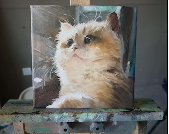 Custom Pet Portrait Painting, Hand Painted Oil or Acrylic Dog Cat Art from Photo, Personalized Pet Memorial Gift