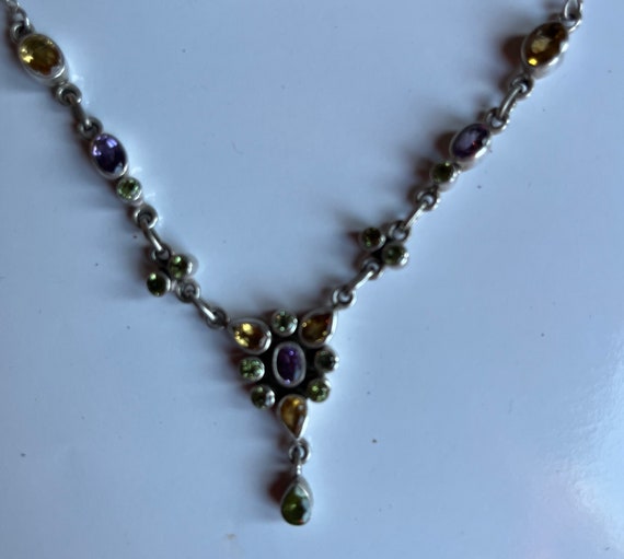 Citrine Amethyst and peridot sterling silver neck… - image 5