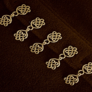 cloak clasp set of 5 celtic , fibula, gold, penannular, cape closure