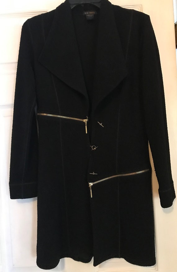 Eva Varro black jacket/coat medium gold zippers - image 2