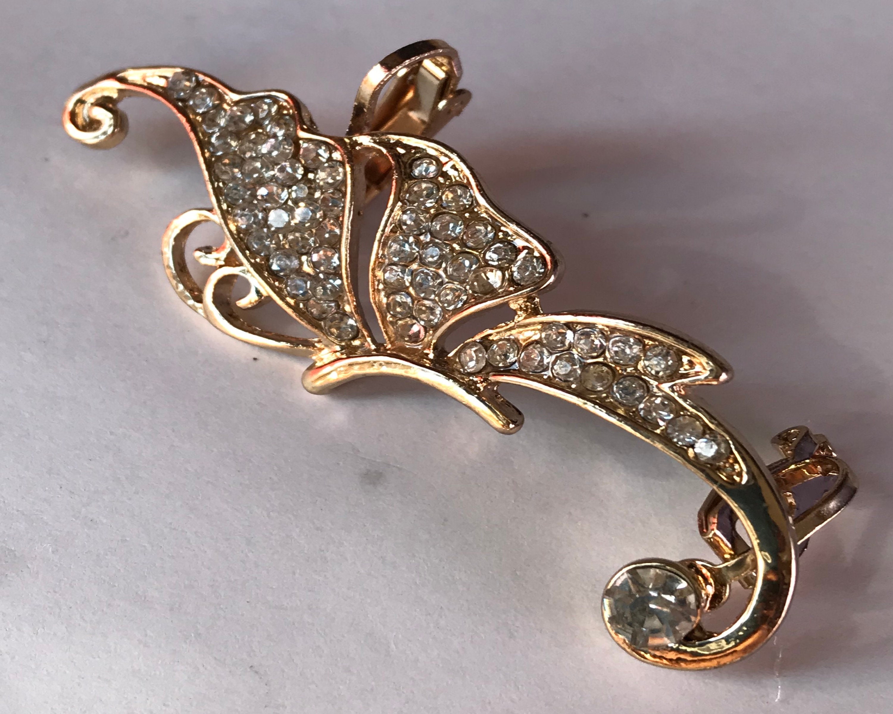 Crystal Butterfly Ear Cuff Ear Wrap Elf Ear Etsy