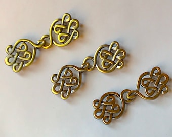 cloak clasp set  of 3 celtic fibula penannular gold cape closure