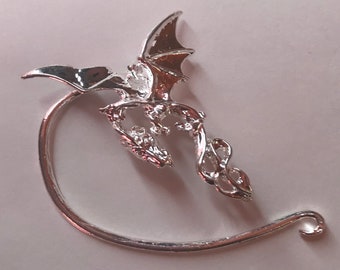 Dragon Ear wrap, Dragon Ear Cuff silver plated for the right ear