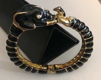 Black elephant bracelet enamel clamper