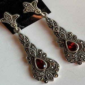 Garnet marcasite best sale earrings