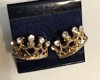 crown post earrings gold plate