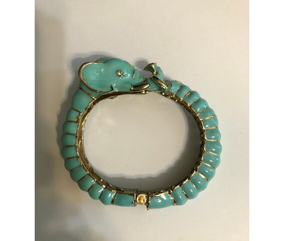 Enamel Elephant Bracelet Hinged