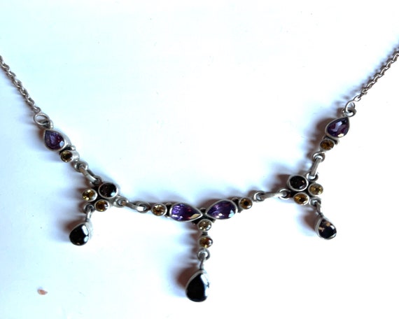 Amethyst citrine topaz necklace sterling silver - image 3