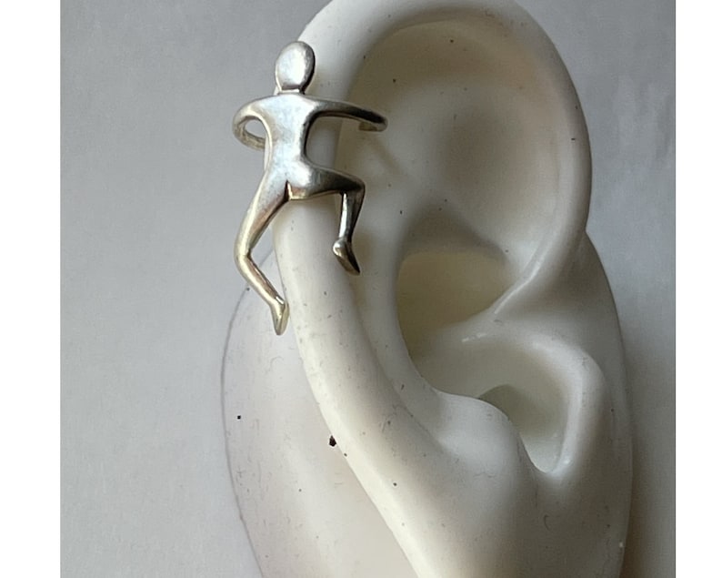 Climbing Man Ear Cuff Man Ear Wrap Sterling Silver or Gold Etsy
