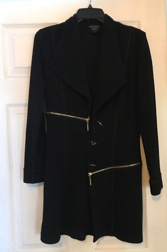 Eva Varro black jacket/coat medium gold zippers - image 4