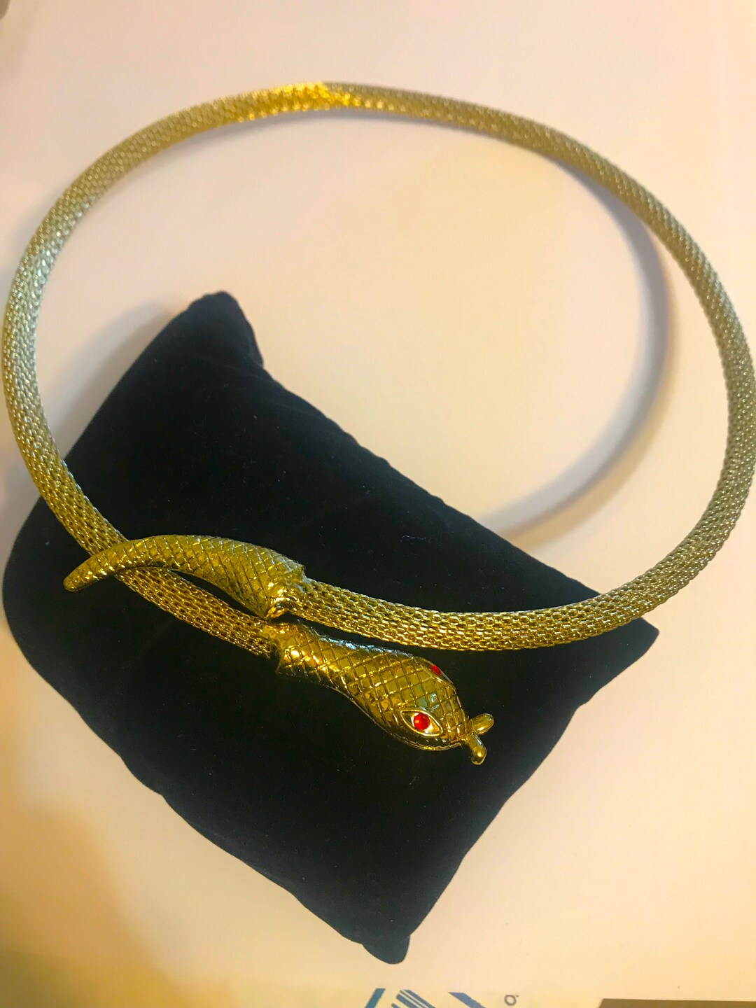 Snake Torque Collar Necklace Choker Gold With Red Eyes Adjustable - Etsy