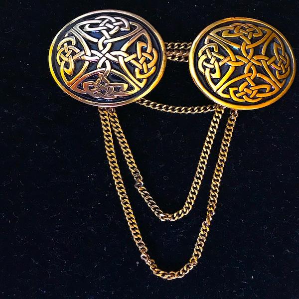 Celtic cloak clasp gold button , endless chain. cape closure, fibula, penannular