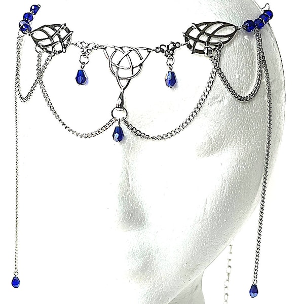 Celtic tiara chain mail, diadem, circlet purple, chain mail, head dress  blue, purple green or red