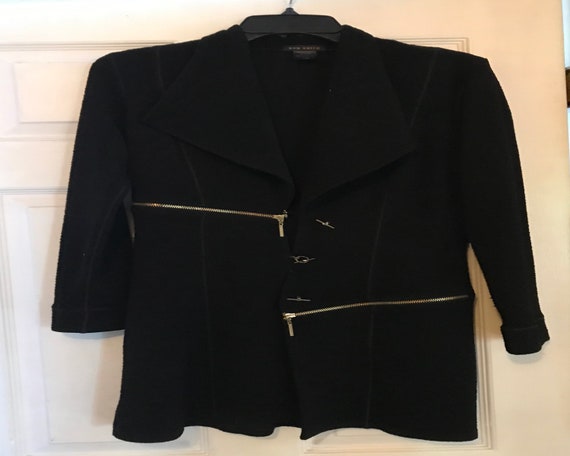 Eva Varro black jacket/coat medium gold zippers - image 7