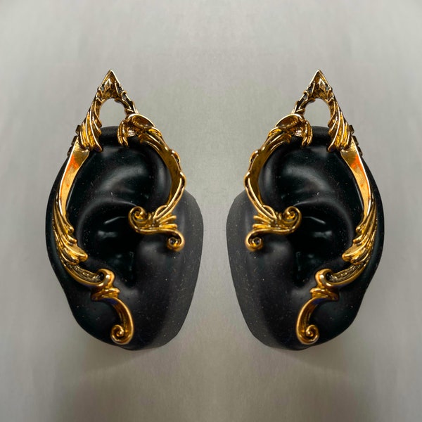 Paire de boucles d'oreilles elfe, oreilles d'elfe en bronze plaqué or ou argent