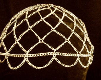 chain maille tiara headwear circlet diadem  gold