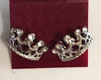 crown post earrings silver