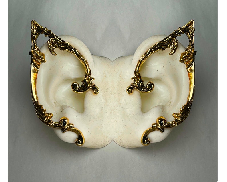 Elfen Ohrhängerpaar, Elfenohren aus Bronze oder Silber vergoldet Bild 2