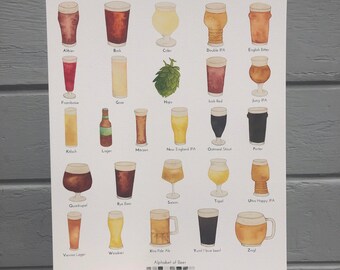 Beer Alphabet Watercolor Giclée Print