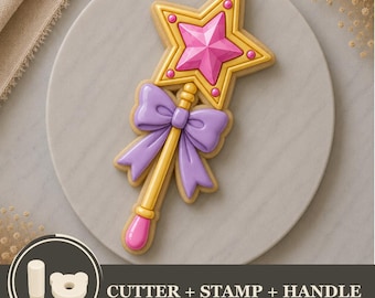 Magic Wand Cookie Cutter & Stamp STL, Fairy Tale 3D Print File