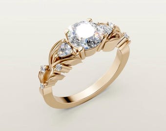 Lorien: Forest-Inspired Round Lab-Grown Diamond Engagement Ring | Nature-Inspired Fantasy Ring