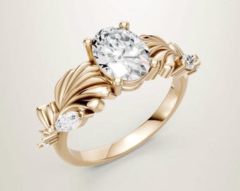 Floria: Floral-Inspired Oval Lab-Grown Diamond Engagement Ring | Romantic Nature-Inspired Ring