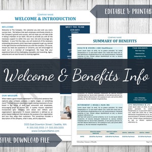 Employee Welcome & Benefits HR Template (Digital Download)