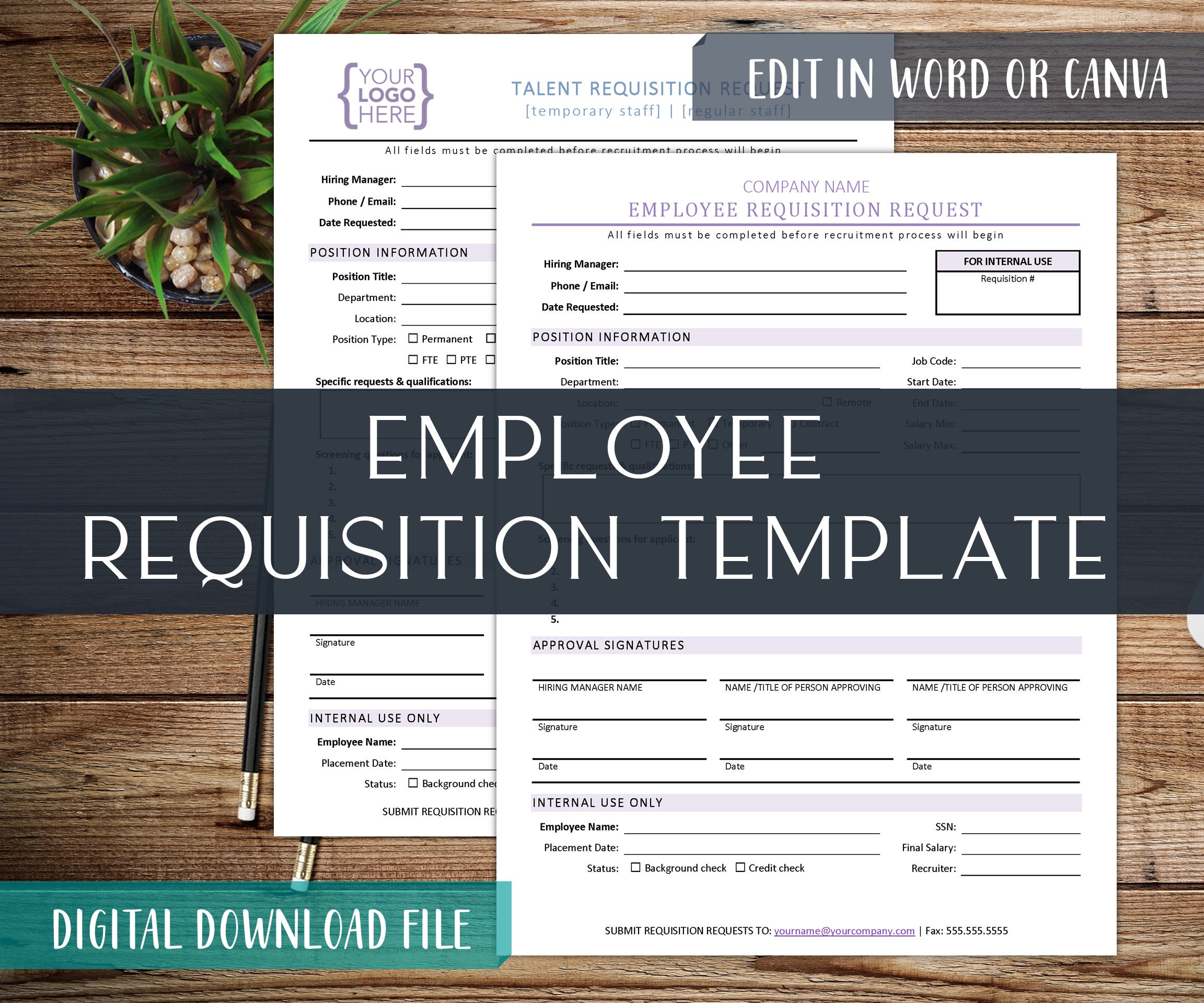 Employee Requisition Request Form Template | Human Resources Talent ...