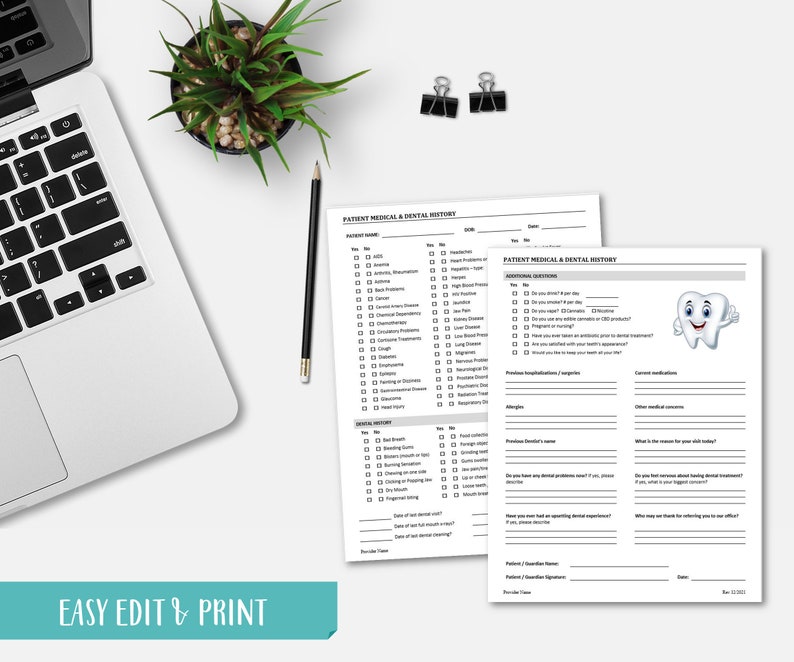 Patient Medical History Template Healthcare Clinic Intake Forms