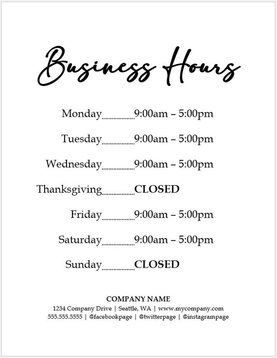 Printable Opening Hours Sign – Free Printable Signs, 59% OFF