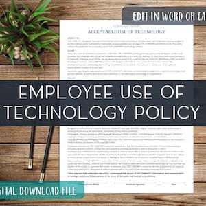 Employee Technology Use Policy Template (Digital Download)