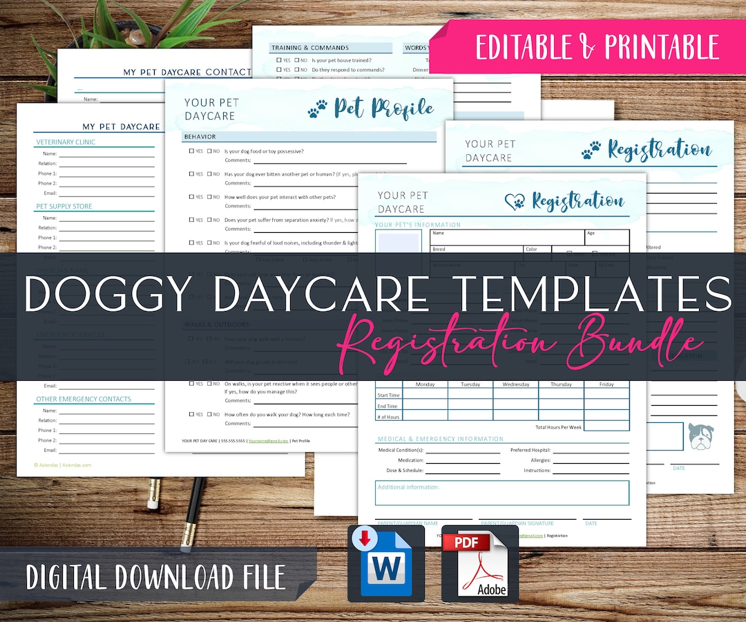 Dog Daycare Registration Form New Dog Enrollment Application Etsy UK